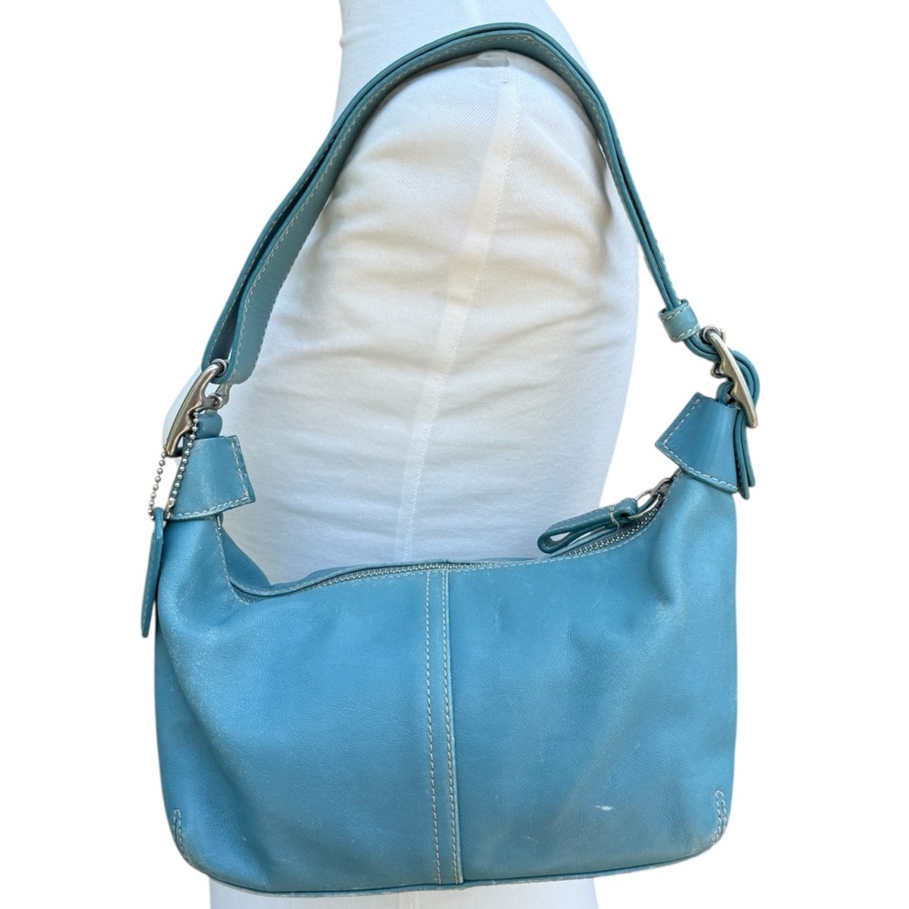 Vintage Coach Legacy Demi Hobo SoHo Y2K Buckle Light Blue Leather Shoulder Bag
